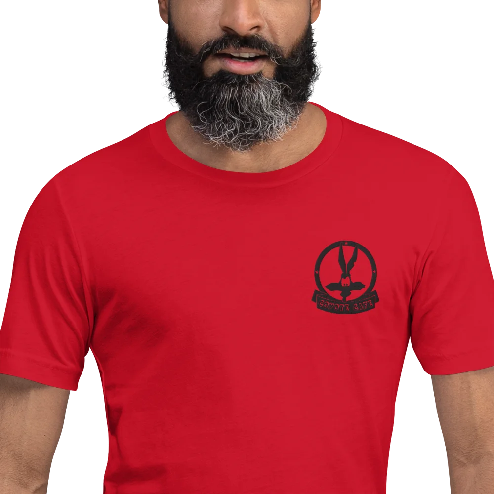 T-shirt Coyote café Brodé Rouge